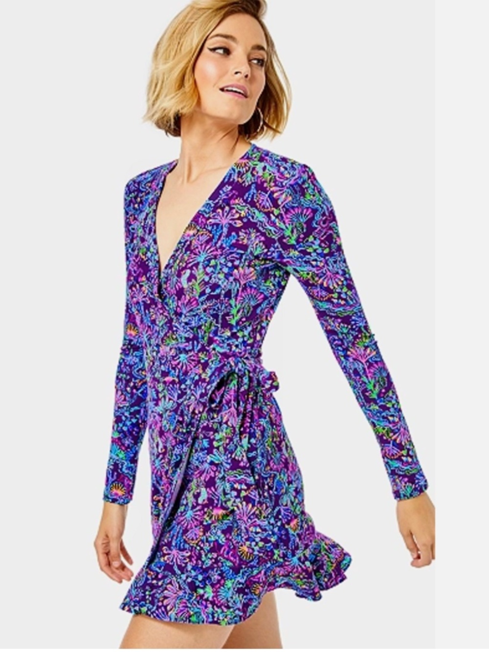 Lilly Pulitzer Rilla Long Sleeved Purple Romper New L